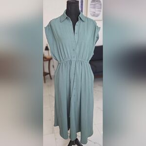 torrid Sage Green Midi Shirt Dress